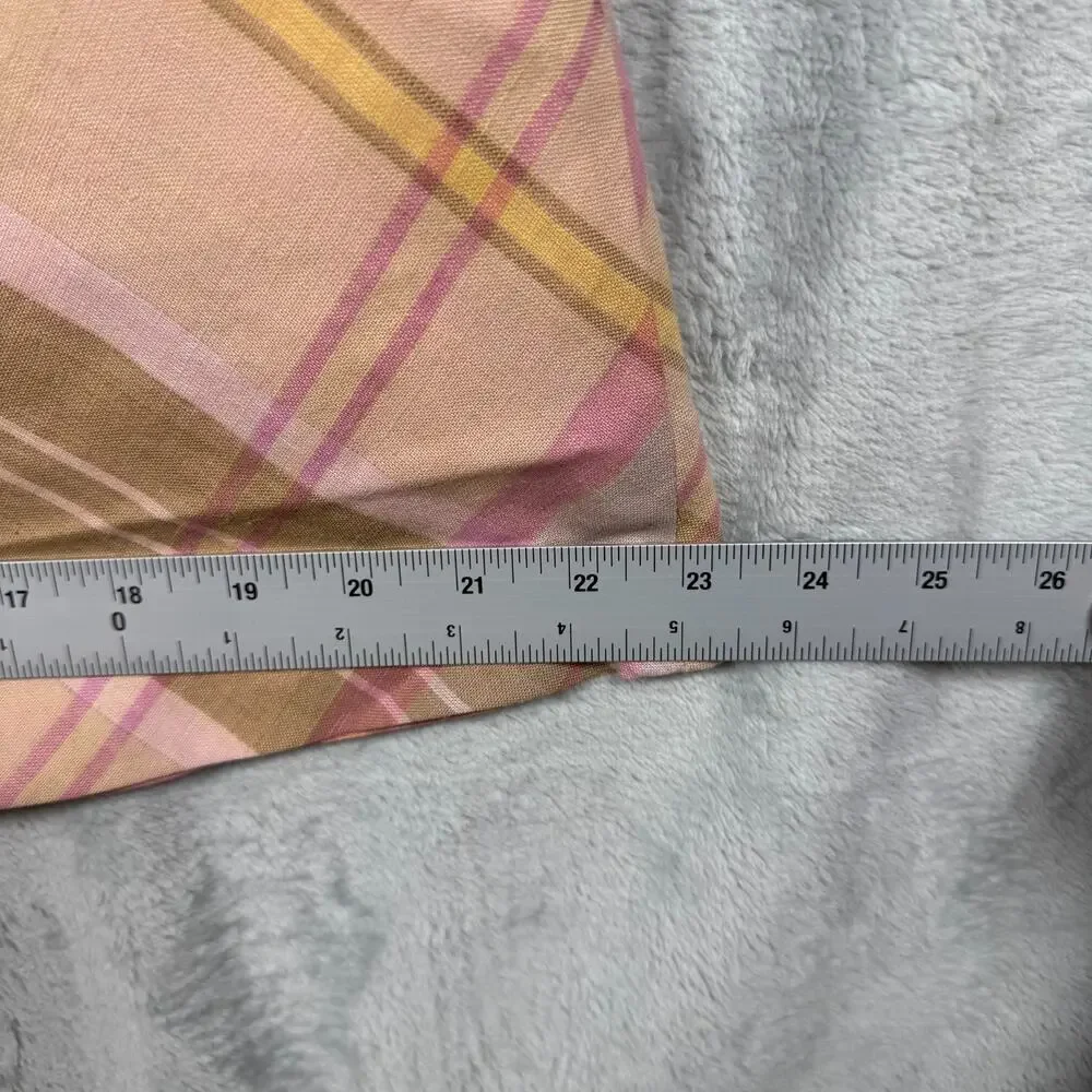 Next Plaid Midi Skirt UK16US12 Pink Tan Check Bias Y2K Preppy A-Line Cottagecore